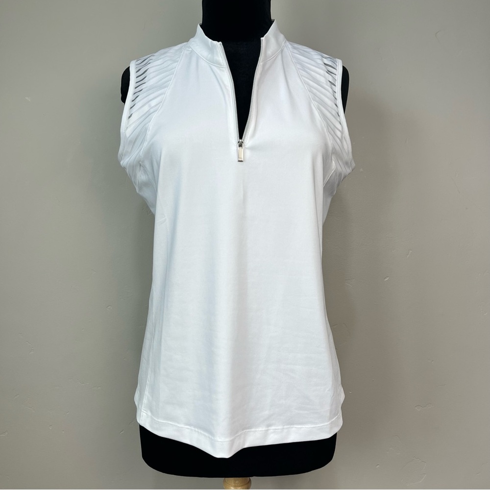 Tail White Sleeveless Zip Golf Top